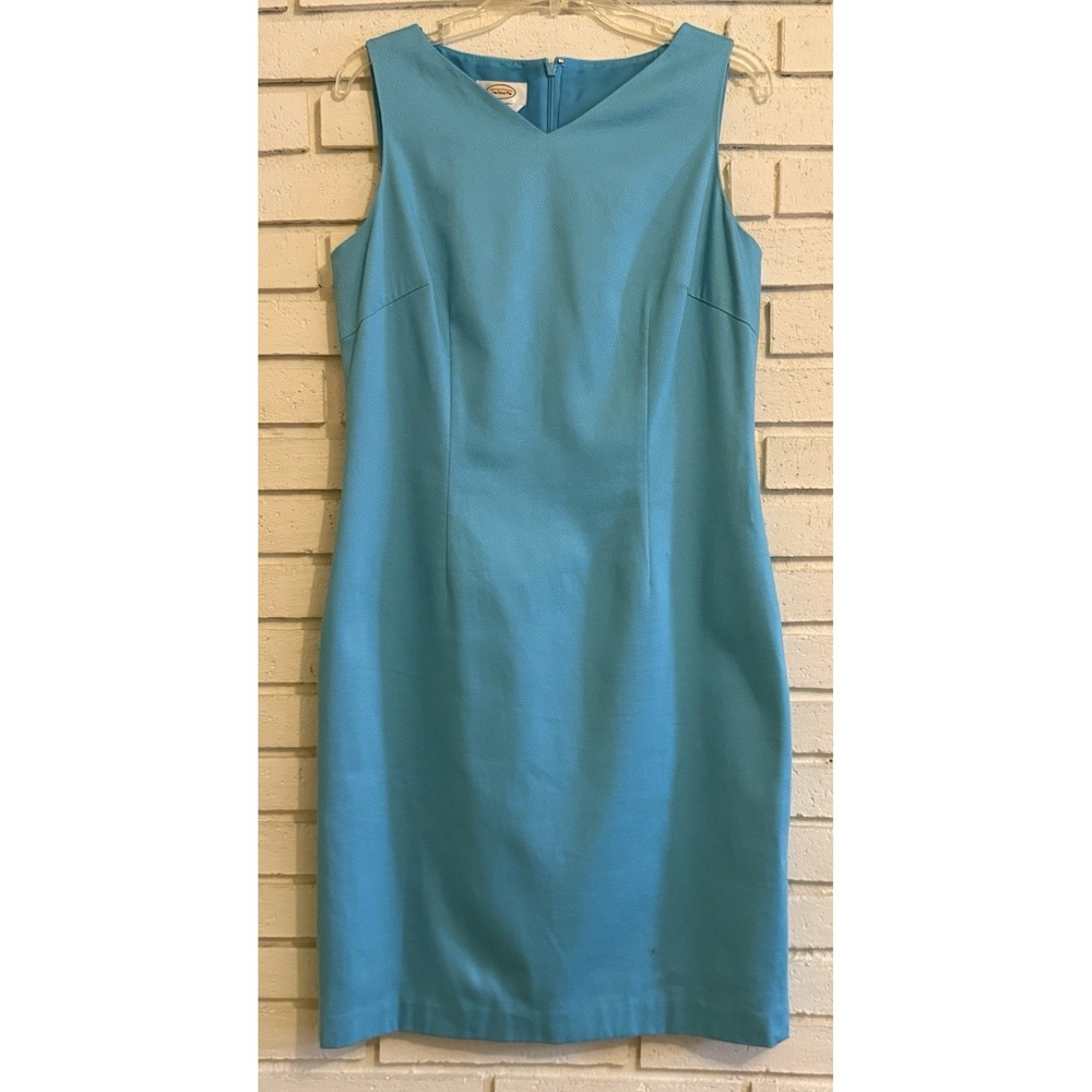 Talbots Aqua Tweed‎ Sleeveless Sheath Dress - Size 10 Back Slit & Zip